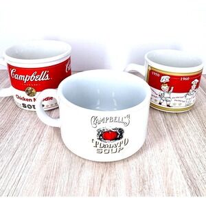 Campbell's Soup Mug Lot of 3 Chicken Noodle Tomato Campbell Kids Advertising